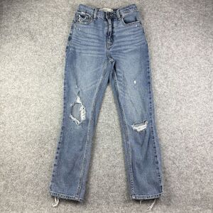 Abercrombie Fitch Mom Jeans Womens 25/0 Blue Medium Wash Destroyed Relaxed Denim